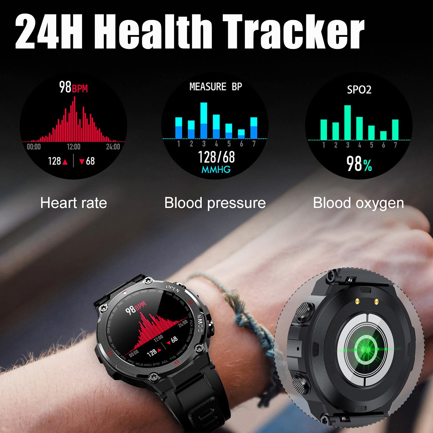 K22 smart call bracelet 1.28 inch IPS full circle full view heart rate blood pressure monitoring Bluetooth call watch