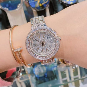 Ladies Rotating Dial Shiny 5A Cubic Zircon Watch